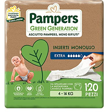 Pampers Green Generation Extra 120 inserts de 4 à 16 kg, blanc, 120 unités, lot de 1
