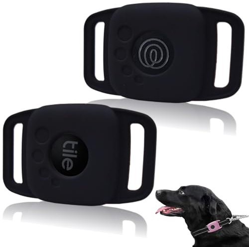 2 Packs Silicone Case for Tile Mate 2022,Mate 2024 tag for Pet,cat,Dog Collar,Tracker Cover Accessories, Stable,Safe Finder Holder for Bag (Black)