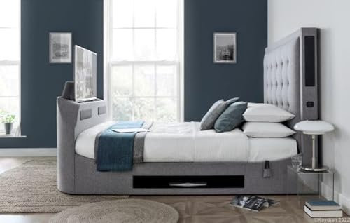 Titan 4.1 Multi Media TV Bed Frame - King Size - Marbella Grey (Non Ottoman)