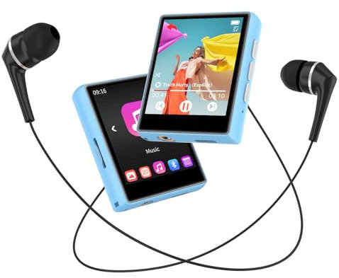 Lecteur MP3 64GB Bluetooth 5.3,Lecteur de Musique Android Streaming avec écran Tactile,Lecteur MP3 HiFi avec Radio FM,Alarme,Chronomètre,Calendrier, Enregistreur,Prise en Charge Jusqu’à 128GB