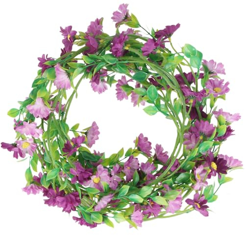 Rundago Guirnaldas de Flores Margarita Artificiales, Guirnalda de Vid de Seda Falsa, Guirnalda Flores Artificiales Decoracion para Boda Arco Fiesta Hogar Jardín Hotel Decoración (Morado)