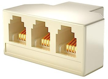 LARUISEE Adaptador divisor de teléfono, caja de conexiones de tres vías, transmisión sin pérdidas, RJ11, divisor de línea telefónica, adaptador de teléfono
