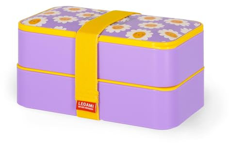 Legami - Porta Pranzo, Lunch Box con 3 Posate Incluse, Daisy, Contenitore, Capacità 1200 ml, a Prova di Perdite, Adatto a Microonde e Lavastoviglie, Ideale per Scuola, Ufficio, Lavoro