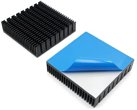 Awxlumv 2 disipadores de calor de aluminio de 60 mm x 60 mm x 15 mm con cinta adhesiva conductora térmica, módulo cuadrado, perfil de disipador de calor, enfriador de aleta de refrigeración para chip