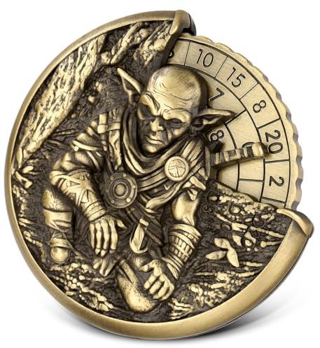 Gobelin Roulette Dés Spinner, 7-en-1 Métallique Spinner de Dés DND, Gobelin Gyroscope du Bout des Doigts, Cadeaux D&D avec Sacs Cadeaux Logo Dragon, Jeu de Rôle, Accessoires de Jeu de Société, Bronze