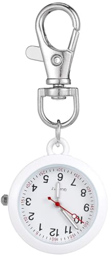 IMIKEYA Clip On Pocket Watch, Unisex Nurse Badge Watch, White