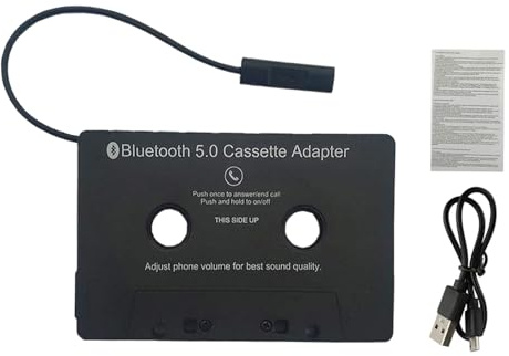 Trådlös kassettspelare – 20-timmars uppspelningsadapter, bluetooth 5.0 biladapter, handsfree kassettadapter | ljudkassettadapter för musikströmning telefonsamtal
