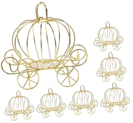 CHILDWEET Scatola Porta Caramelle a Forma di Carrozza di Zucca in Metallo 7 Pezzi Contenitore Decorativo Riutilizzabile per Matrimoni e Feste Scatole per Dolcetti Stile Europeo Ampia