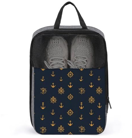 Bolsas de zapatos de golf para viajes, mujeres y hombres, bolsas de zapatos de viaje con estampado de ancla de rueda de barco para empacar en maleta, danza, bolos, tacos, fútbol, tenis, organizador