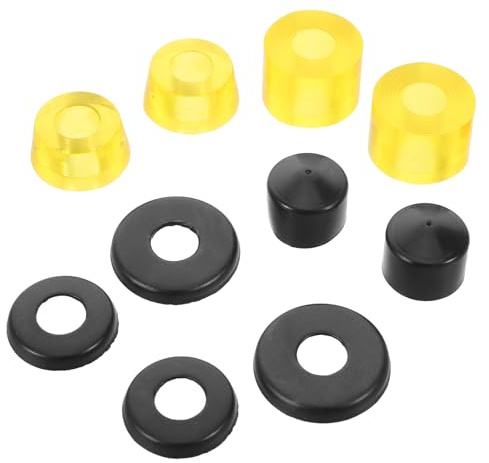 BESPORTBLE Kit de Bushings Amortisseurs Skateboard Transparent Jaune, Coupelles de Pivot pour Trucks et Longboard, Coussinets D’Absorption des Chocs, Pièces de Rechange pour Planche