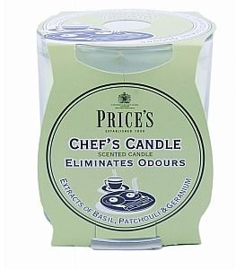 Vela de cocinero en tarro de cristal antiolores para baño, pachulí y geranio aroma floral 30 horas