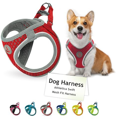 DOCO No Pull Dog Harness for Large Dogs | Adjustable Choke-Free Dog Vest with Breathable Air Mesh | Lightweight & Reflective for Training & Daily Walks – Red, Medium (Chest 16–17 in, 10–15 lbs)