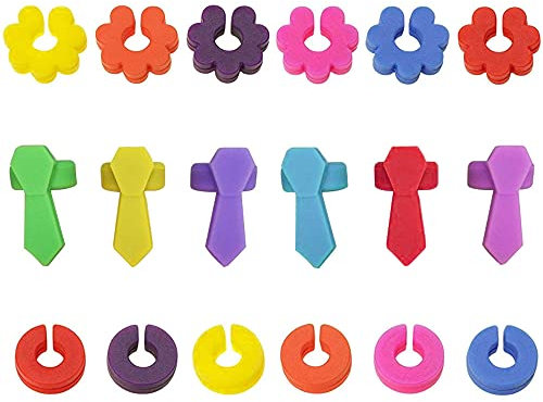 Zasvec Segnabicchieri 18 Pezzi Segna Bicchieri Colorati Segnabicchiere da Vino Mark Silicone Pennarelli per Vetro Segna Bicchiere Bustina di Tè in Silicone ​per Vino Bevande