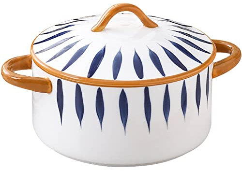 LGYKUMEG Kasserolle mit deckel，1800ml kleine auflaufform，Runde Ofenform für Zuhause, Aus Keramik suppenschüssel，gelten Ofen Mikrowelle Küche Bankett und Party