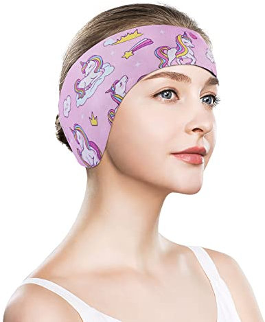 MoKo Schwimmen Stirnband, Neopren Schwimmband Ohrenband Wasserdichtes Kopfband Haarband mit Hohe Elastizität und Klettverschluss Ohrenschutz Band für Kinder Alter 3-9, L Größe - (B) Rosa