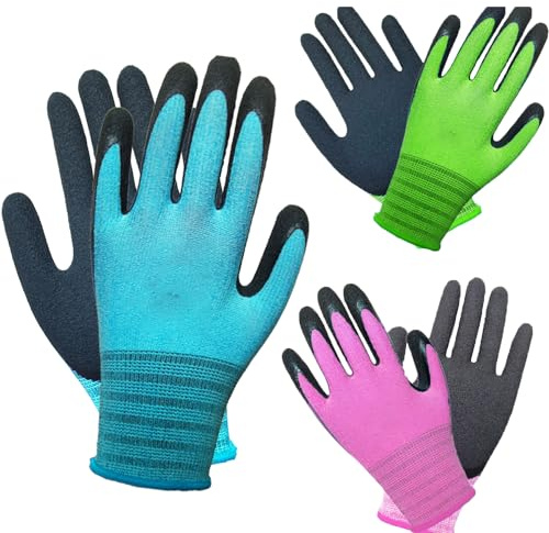 3 Pairs Gardening Gloves Superior Grip Work Gloves Durable Comfortable Breathable Multipurpose for Gardening Construction, Logistics,Warehousing,Landscaping (3Pairs Small)