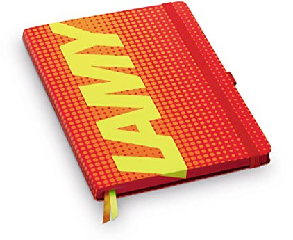 LAMY paper softcover A5-anteckningsbok 810 – format DIN A5 (145 x 210 mm) i färgen glansig röd linjering, 192 sidor och elastiskt band