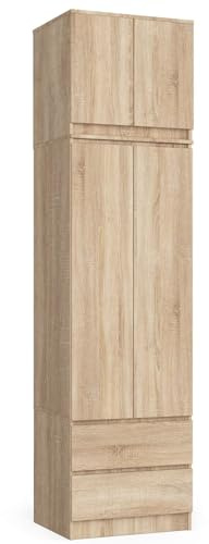 AKORD | Armadio con Estensione | Armadio con Ripiani, e Appendiabiti e Cassetti | 234 cm di Altezza | Mobiletto Cameretta Camera da Letto | Mobili soggiorno | Guardaroba |Rovere Sonoma