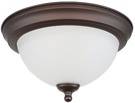 Ceiling Light Fixture, 11 Inch Flush Mount Ceiling Light, Oil Rubbed Bronze Light Fixture with Frosted Glass Shade, Dome Light Fixtures for Bedroom Bathroom Hallway Kitchen Living Dining Indoor