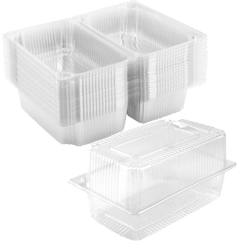 PINGEUI 100 cajas transparentes para tartas, recipientes de plástico para cupcakes de 7.2 pulgadas con tapas, caja cuadrada para tartas individuales para ensalada, sándwich, postre, rebanada de