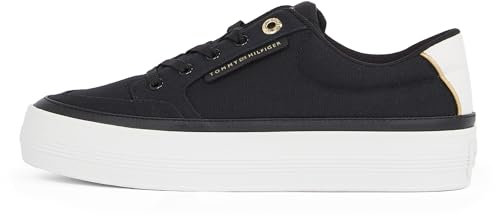 Tommy Hilfiger Damen Vulcanized Sneaker Essential Textile Plateau, Schwarz (Black), 40