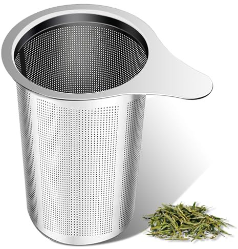 Teesieb Teefilter,Teesieb für Tasse,Teesieb Edelstahl,Teesieb für Losen Tee,Sehr Fein Teefilter mit Breiter Doppelgriff,Wiederverwendbar Teesieb Edelstahl für Losen Tee