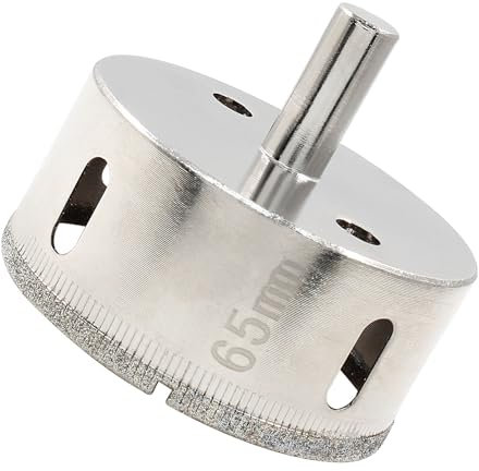 Cjueiom 2-1/2 (65mm) Diamond Coated Hole Saw Drill Bits, Professional Grade for Glass, Ceramic, Tile, Marble, Porcelain & Brick with Nickel-Plated Shank & Quick-Cool Slots, 1PCS