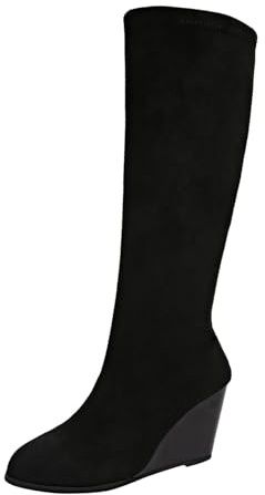 HAOLEI Botas Mujer Ofertas,Botas Mujer Invierno Vintage Elegantes Botas Cuña Mujer Punta Puntiaguda Botas Altas Mujer Casuales Botas Negras Mujer Ligero Cómodas Botas Tacon Urbano Fiesta Zapatos