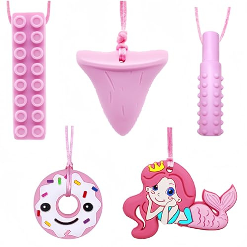 RUIOMII 5 confezioni di collane sensoriali in silicone da masticare per bambini autistici con ADHD e motricità orale