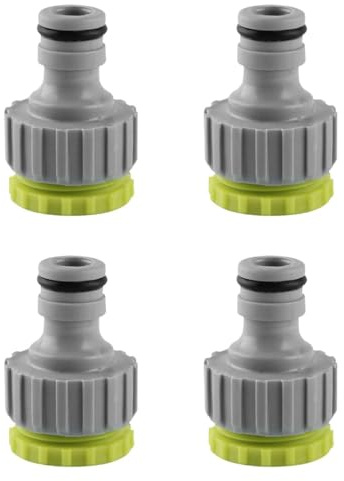 GNALIA Adaptador Grifo Manguera 4 Piezas, Set De Conectores Para Manguera Jardín 1/2-3/4 Pulgada, Color Verde Manzana, Conexión Plástico Para Grifos Standard