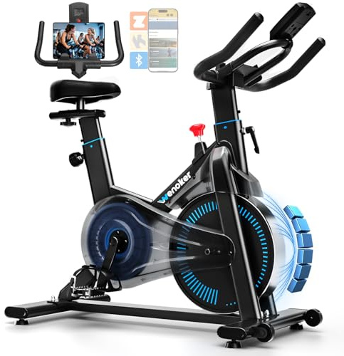 Exercise Bike App Compatible, Wenoker Spin Bike Indoor Cycling Exercise Equipment for Home Gym Use, 350lbs Weight Capacity Fitness Bike
