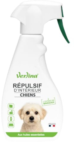 Verlina Répulsif Chiens Intérieur, Spray Naturel 500 mL, Protection portes, tapis, coussins, canapés, meubles ou pots de fleurs, Jusqu'à 10 m²