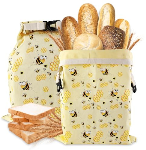 GmeDhc 2 bolsas de pan de cera de abejas grandes, reutilizables, con cera de abejas, 43 x 33 cm, para mantener frescas