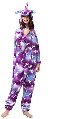 Katara 1744 Jumpsuit, Damen Herren Erwachsene, Einhorn Lila-bunt, Körpergröße 175-185cm (XL)