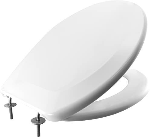 BEMIS Ashford Thermoplast White Toilet Seat | WC seat with Plastic Bumpers Molded into The seat | Metal Hinge | Unbreakable and Recyclable Long-Lasting thermoplastic | Easy Installation