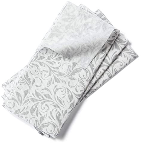 AMERICAN HOMESTEAD Paper Napkins - Silver Leaf Disposable Linen-Like Dinner Napkins - Restaurant-Quality Table Serviettes for Weddings, Parties, and Events - 15.75 x 15.75 - 50 Count
