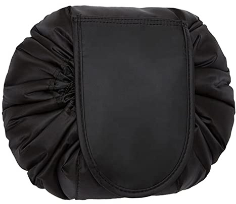 Conveniente Nero Make Up Borsa Coulisse Pouch Storage Pigro Borsa da Viaggio Impermeabile Lazy di Grande Capacità per il trucco Doppia da toilette Magic con Cerniera e Coulisse