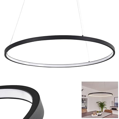 LED Hängeleuchte Calcium, moderne Deckenlampe aus Metall in Anthrazit und weißem Kunststoff, runde Deckenleuchte, 1 x LED 29 Watt, 1300 Lumen, 3000 Kelvin