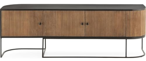 HOMIFAB Meuble TV 3 Portes en Bois de manguier 160 cm - Cyrus