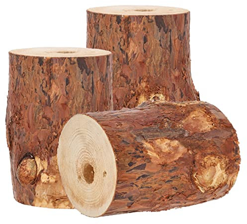 KOTARBAU® Lot de 3 Feux suédois avec mèche d'allumage - Bougie de Jardin dans Un Bloc de Bois - Torche en Bois - pour Barbecue, Pique-Nique, Jardin