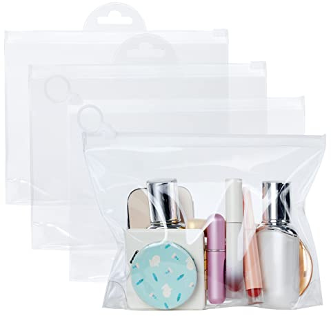 OSDUE Transparenter Kulturbeutel, 4 Stück Eva-Tasche Wasserdicht, Aufbewahrungstasche Beutel für Kosmetik, Kosmetiktasche Reisetasche für Flüssigkeiten im Koffer