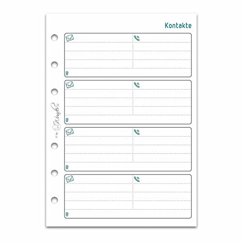 SinnWunder® Premium Ringbuch-Einlagen für Adressen und Kontakte - für 6-Ring-Planer - Größe ECHTES Din A6