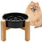 MOPANG Erhöhte Keramik-Slow-Feeder-Hundenäpfe für Kleine Rassen, Antischlingnapf für Katze und Kleine Hunde, Langsame Fütterung für Hunde Klein, Ø 16cm, 400ml, Dunkelgrau