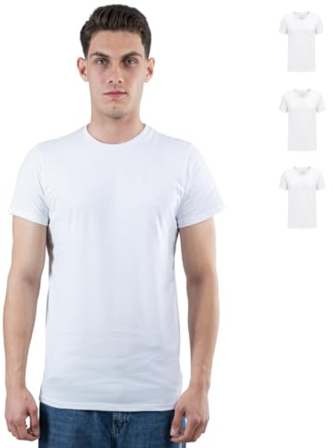 SKIPPER Lot de 3 T-Shirts Homme Col Rond Blanc – 100% Coton, Doux & Confortables – Style Simple pour Tous Les Jours – XXL