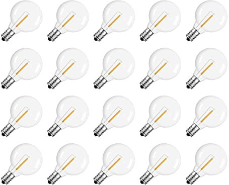 iFutniew 20 Stück G40 LED-Ersatz-Leuchtmittel, E12-Schraubsockel, bruchsichere LED-Globus-Leuchtmittel für Solar-Lichterkette, warm