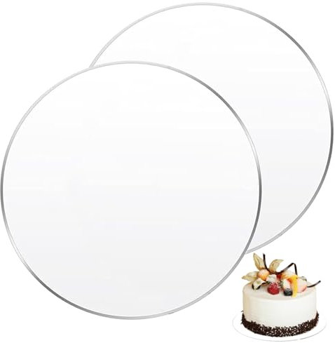 EVDZNA 2 Pieces Acrylic Cake Discs, Cake Plates Round, 2mm Transparent Acrylic Plate, Cake Board, with Protective Film for Making Cake, for Home Kitchen Baking, Restaurant (30cm, Transparent)