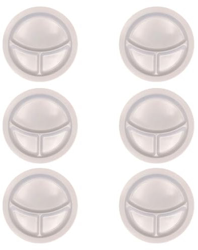 Dekorah 6 Piatti in Melamina per Bambini - 21 cm con 3 Scomparti - Sicuro e Resistente, Ideale per Scuole e Asili, BPA Free, Lavabile in Lavastoviglie (Bianco)