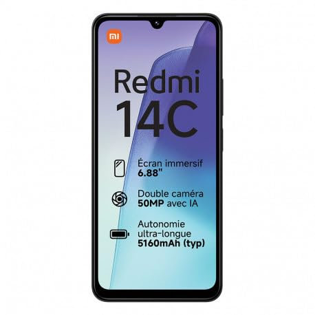 XIAOMI Redmi 14C Smartphone, 6GB RAM, 128GB Almacenamiento, Cámara Cuádruple, Pantalla de 6,43 Pulgadas (Black, 6+128G)