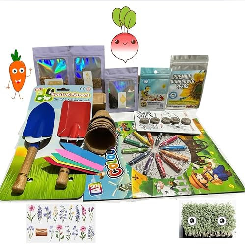 Kids Gardening Set, Garden Set for Kids, Grow Your own kit for Children, Seed Kits for Children, Save The Bees kit, Childrens Gardening Set, Kids Activity Pack (Model 3 with Garden Tools)