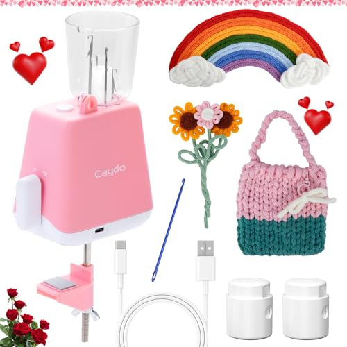Caydo Tricotin Automático, Eléctrico Maquina de Tricotin, Mini Molino de Tejer, Regalo Perfecto DIY Máquina de Ganchillo para Adultos y Niños, Patente